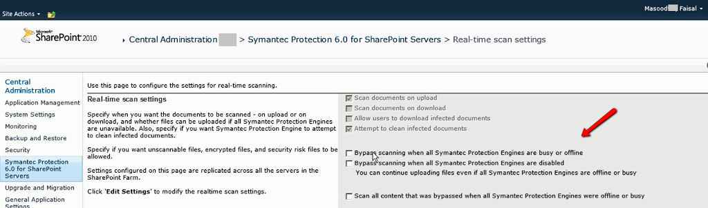 SPDev FileUpload Failure when SymantecAntivirus for SP ProtectionEngine not Running DefaultSettings