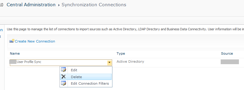 SP User Profile Sync Connections