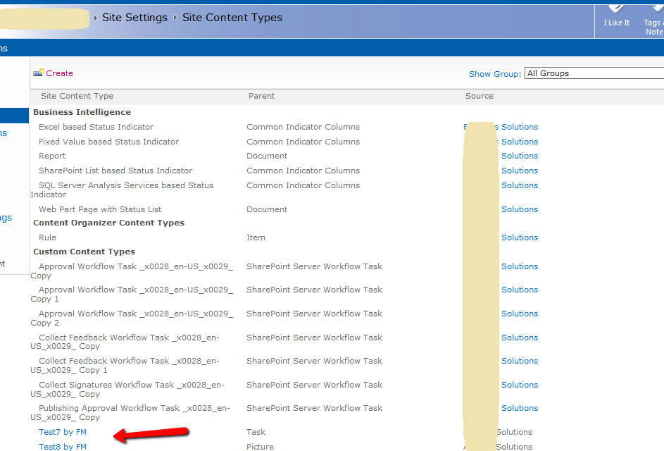 SharePoint Site Content Type created without error