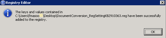 Added Document Conversion Registry Keys to SharePoint Application Server Registry