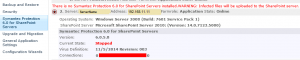 SharePoint Central Admin - Symantec Protection Service Stopped on one App Server
