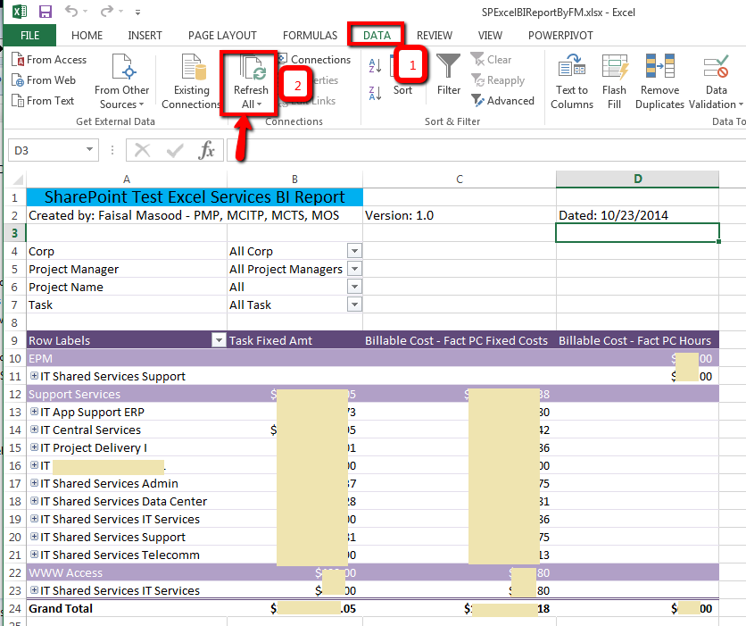 MS Excel Report with SSAS Data Connection - Data Refresh Option