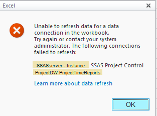 SharePoint Excel Service Excel Report with SSAS Data Connection - Data Refresh Error